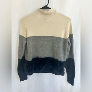 J. Crew Color-Block Turtleneck Wool Sweater